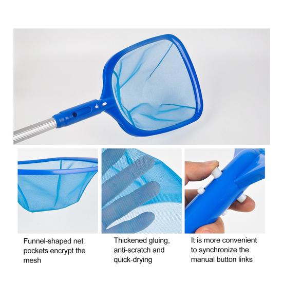 Скиммер для бассейна с регулируемой штангой, мелкоячеистый улавливатель листьев для бассейна, съемная сетка для листьев для чистки бассейнов, спа, гидромассажных ванн, фонтанов