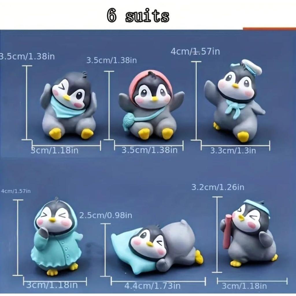 6 Pcs Penguin Miniature Decor Items Set For Unique Gift,Home,Living Room,Office,Restaurant Decor,Military Showpiece,Perfect Valentine Decoration Items