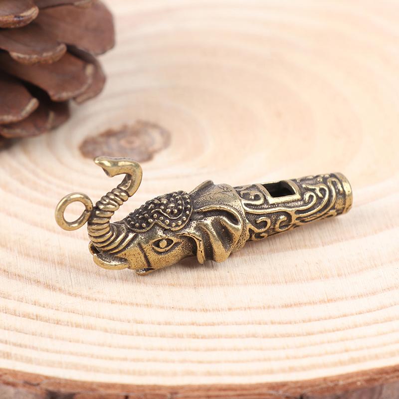 1Pc Brass Metal Treble Training Wilderness Survival Pendant Elephant Whistle Antique Keychain Outdoor Survival Whistle