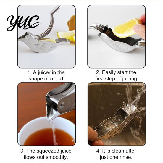 Manual Orange Squeezer for Cocktails Stainless Steel Bird Shape Lemon Juicer, Portable Fruit Press with Pour Spout Kitchen Gadget Fresh Juice