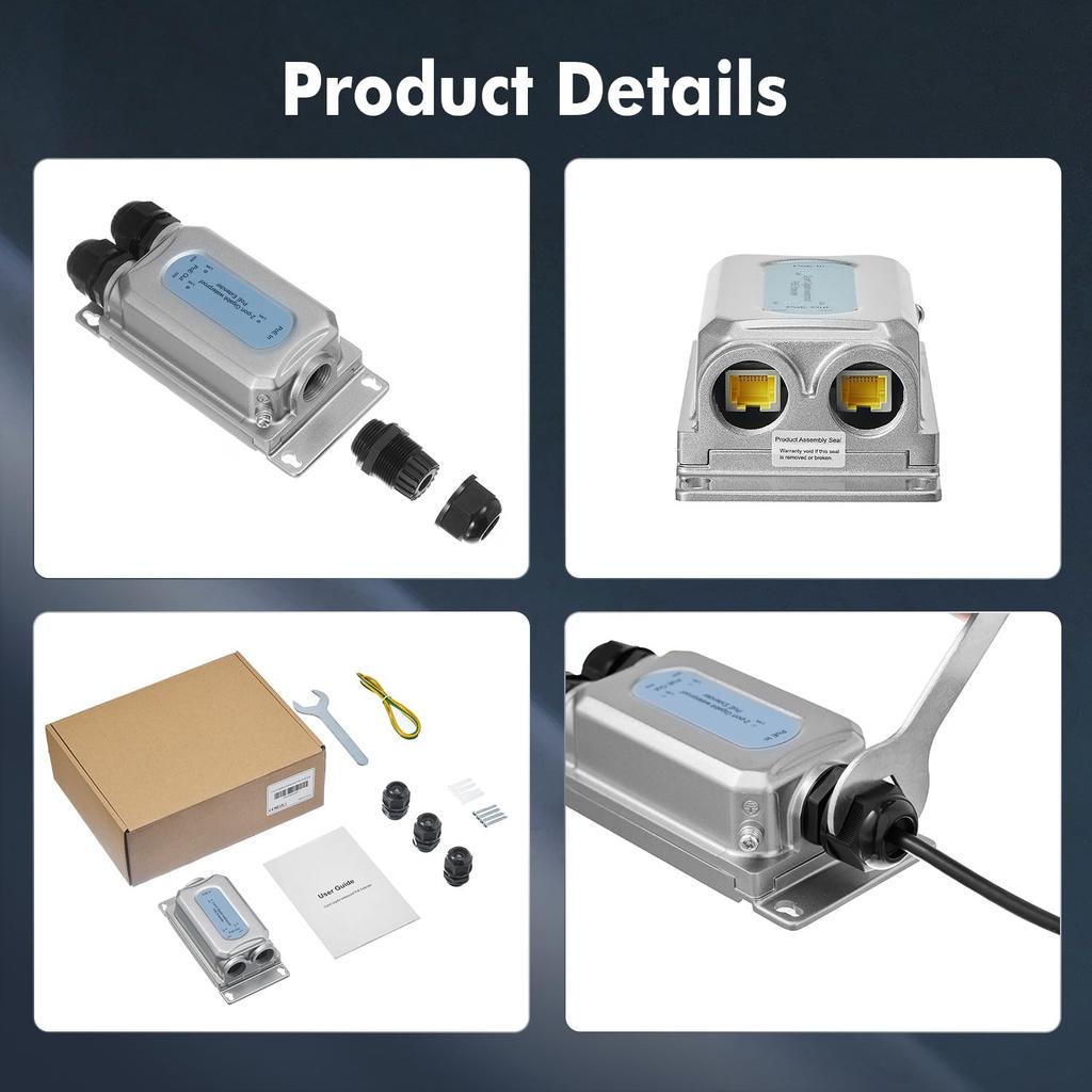 Наружный IP67 водонепроницаемый Gigabit PoE 1 PoE в 2 выходах PoE PoE Power настенный коммутатор Plug and Play Pass-through, удлинитель, IEEE802.3af/at/bt 90 Вт,