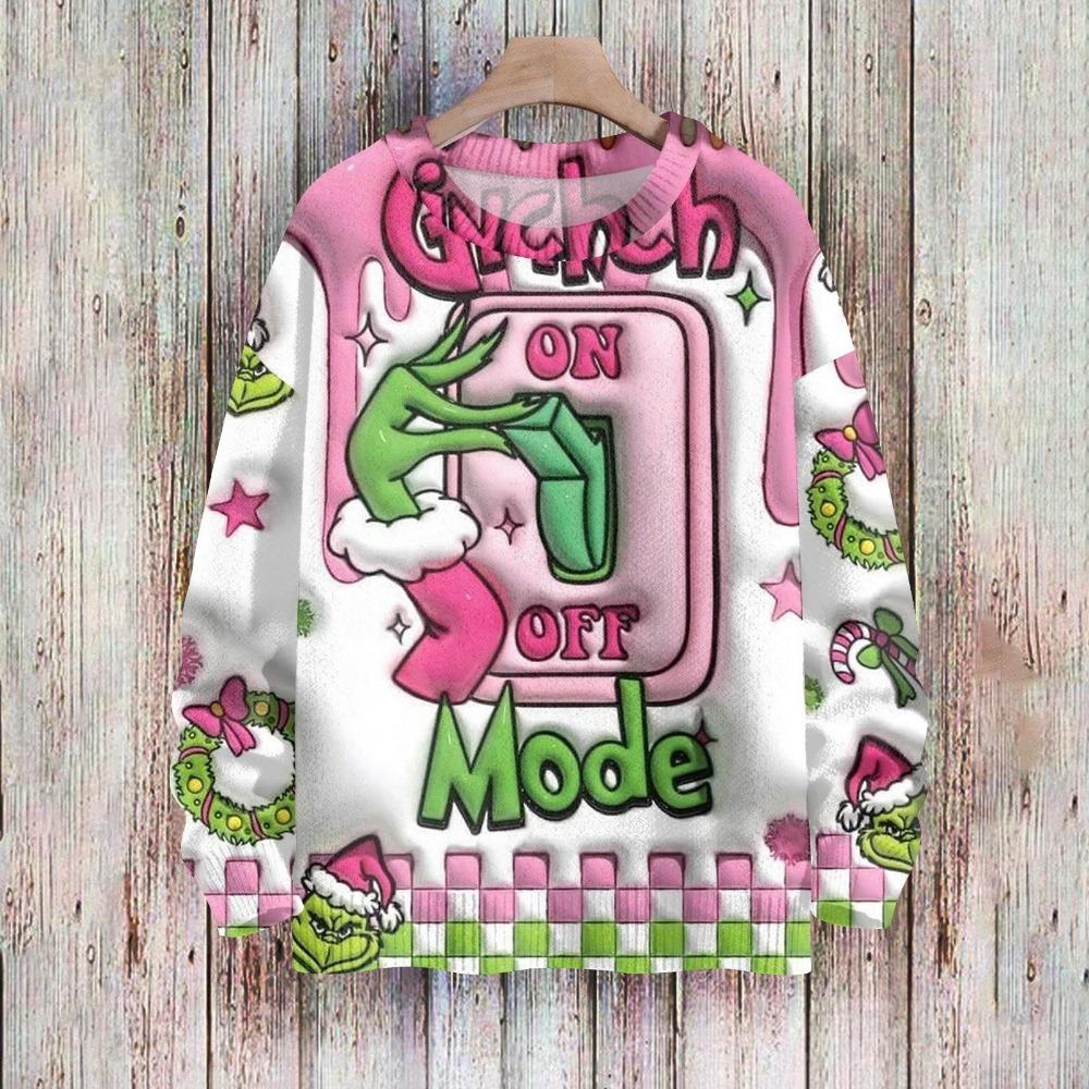 Christmas Fashion Men Women's T-shirt Green Monster Print O-Neck Pullover Top Casual Outdoor Sweatshirt Kids Tees Top Clothing