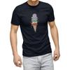 Popular Ice Cream Illustration Colorful Pattern Printed T-shirt Men's Size sizeT-shirt Summer Casual Clothing Fashion Street Top