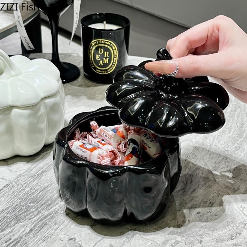 Банка для хранения тыквы Креативная гостиная Настольная банка для хранения закусок и конфет Современный стиль Домашняя кухня Керамический контейнер для хранения