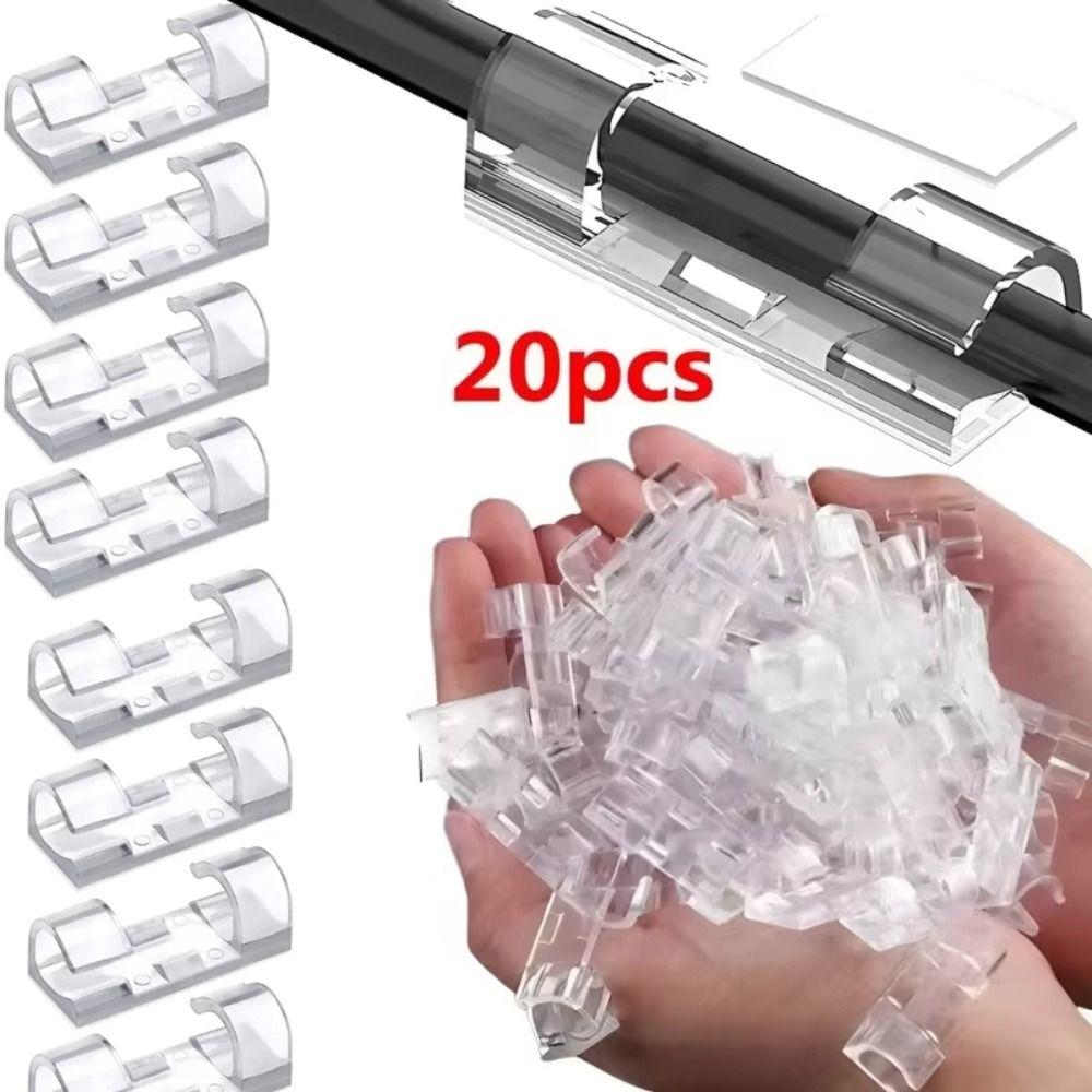 Plastic Material Cable Management Clips Self Adhesive Cord Holder Desktop Cable Arrangement