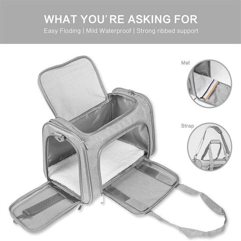 Большая сумка-переноска для домашних животных, портативная мягкая тканевая складная дорожная сумка для собак, кошек, щенков