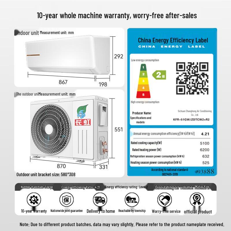 CHANGHONG Large 2 HP Inverter Cooling & Heating Air Conditioner