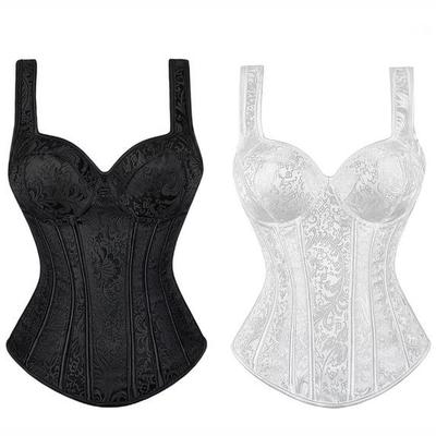 Стимпанк Корсет Чашка Молния Сбоку Бретели Корсет Овербаст Тренажер для Талии Бюстье