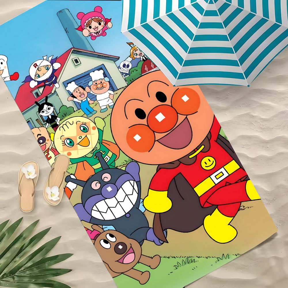 Мультяшное полотенце A-ANPANMAN из полиэстера, пляжное полотенце, быстросохнущее, не оставляющее песка, банное полотенце для лета, бассейна, путешествий, отпуска