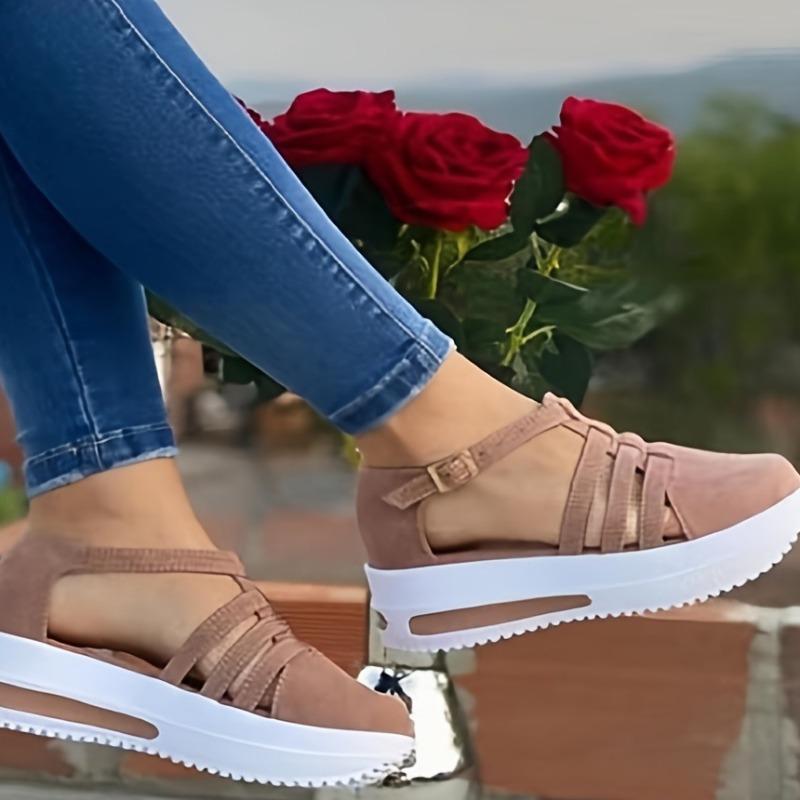 Женская обувь повседневная толстая подошва увеличивающая рост сандалии Baotou полые