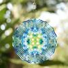 Blue and Green Watercolor Starburst Metal Wind Chime Elegant Indoor Outdoor Hanging Decor Circular Design Perfect for Christmas Thanksgiving