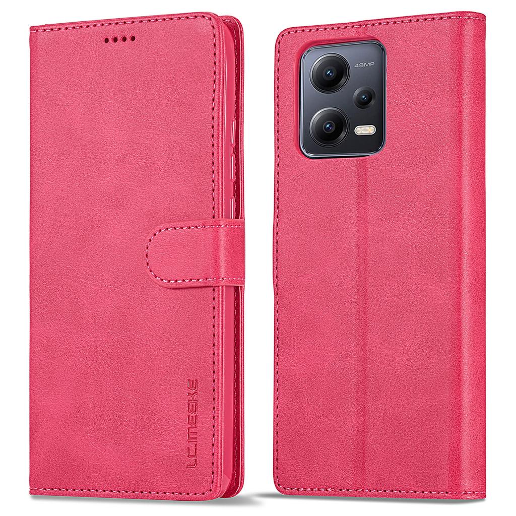 LC.IMEEKE Leather Phone Case For Xiaomi Redmi Note 12 5G (Global)/(India)/(China)/Poco X5 5G,Calf Texture Wallet Stand Anti-fall Phone Cover