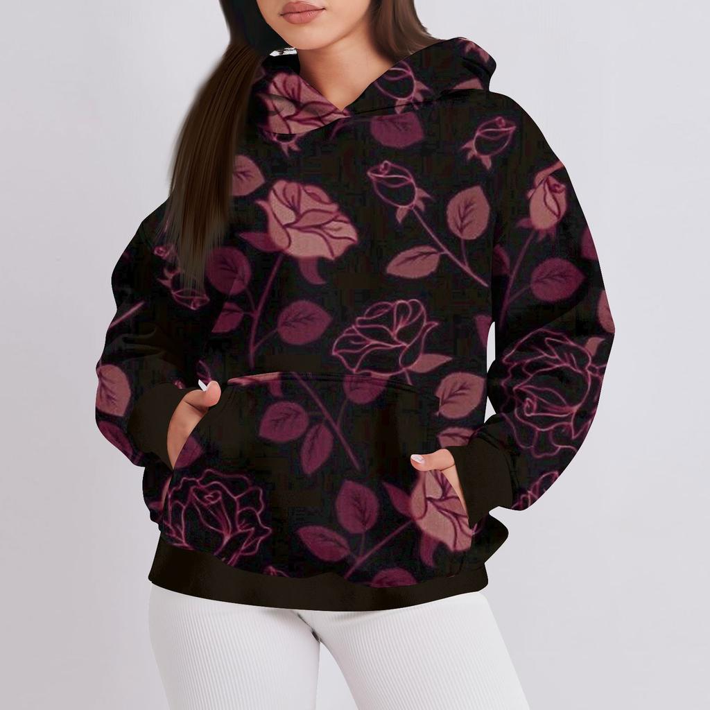 Женская мода повседневный пуловер с капюшоном толстовка с принтом длинный рукав толстовка