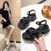 Fashion 2024 New Summer Women Shoes Fashion Cross Design Versatile Thick Sole Increase Roman Sandals Shoes for Women Sandalias De Mujer