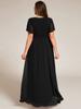 Ever-Pretty Women's Elegant Round Neck Ruffles Sleeve Chiffon Plus Size Evening Dresses with Asymmetrical Hem