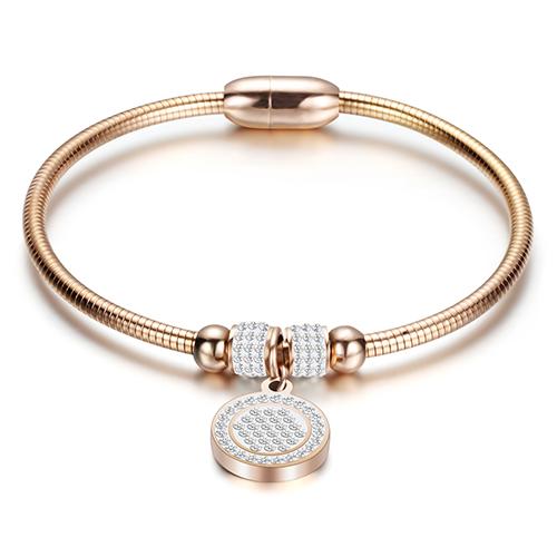 Women's Crystal Bead Bracelet Snake Chain Strap Pendant Stainless Steel Bracelet Women's Wedding Jewelry