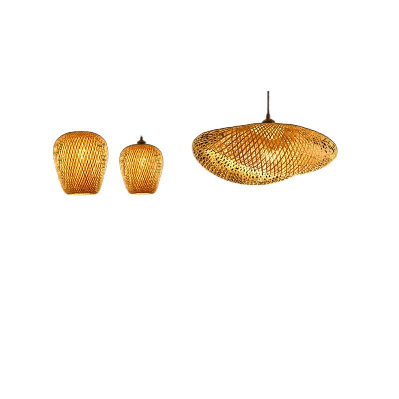 Бамбуковая ротанговая подвесная лампа: Дзен-освещение для чайной комнаты, столовой или чайного домика - Японский антикварный стиль