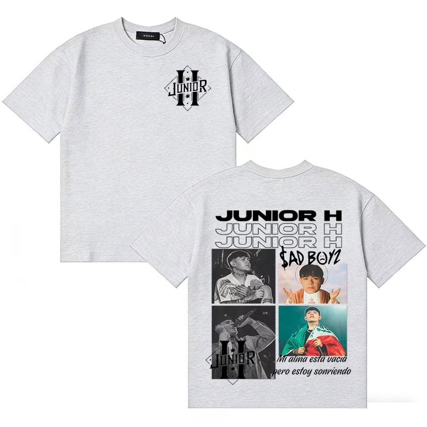 Rapper Junior H Album Cover High Quality T Shirt Unisex Women Aesthetic Short Sleeve Double Sided Print Y2K Oversized Tee Teenagers