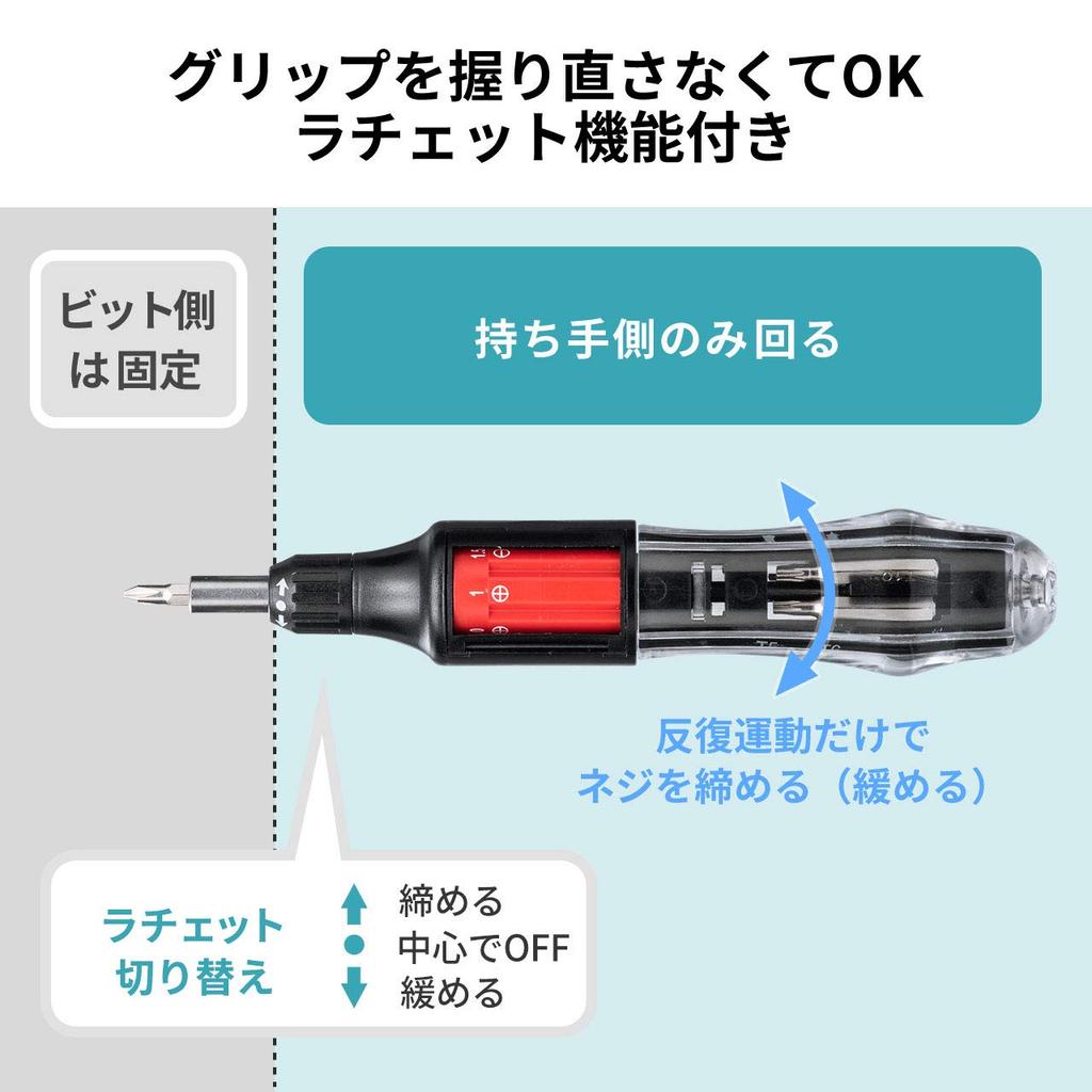 Набор отверток Sanwa Direct с вращающимся битом и функцией трещотки 11-в-1, встроенные биты, (800-TK042)