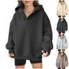 Real Shot American Women's Fleece Hooded Sweater Long Sleeve Solid Color Top Loose Women