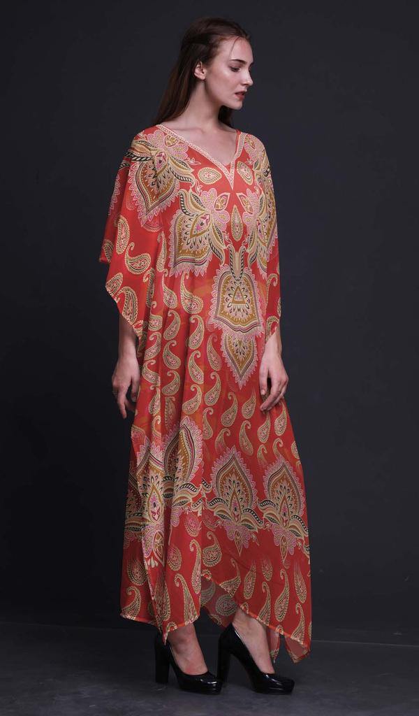 Phagun Floral & Paisley Ladies Plus Size Kaftan Summer Wear Beach Coverup Kimono