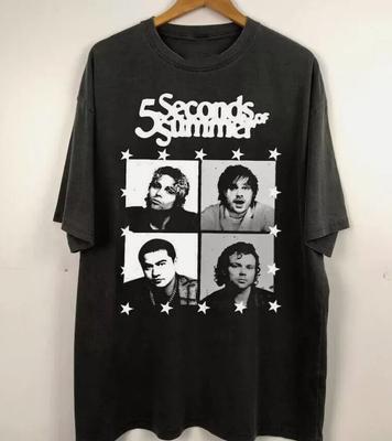 Винтаж 5 Seconds Of Summer Группа Хлопок Черный Все Размеры Для Мужчин Рубашка Унисекс Футболка