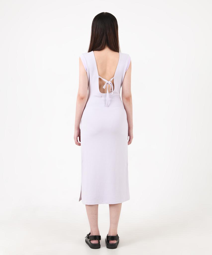 Catharsis Waffle Tank Tab Backless Long Dress Light Purple One Size