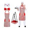4 шт. Костюм Официантки 1950-х годов Взрослый Набор Костюмов Официанта Полосатый Фартук, Кепки и Галстук-бабочка Костюм Хот-дога