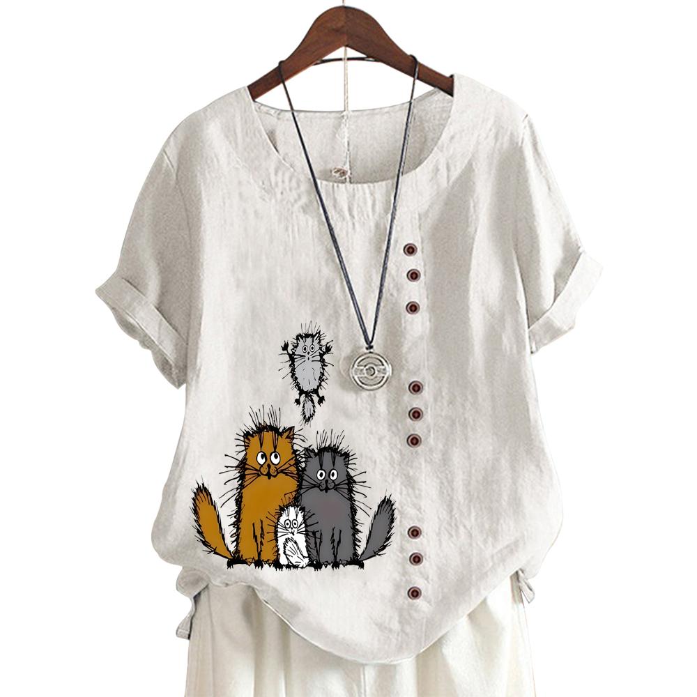 Женский повседневный топ с короткими рукавами, круглым вырезом и 11 уникальными цветочными принтами