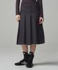 Kitty Pottery Symbol Embroidered Pleated Long Skirt Black