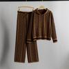 European Style Women's Spring Knitted Set: Hooded Sweater & Slimming Wide-Leg Pants