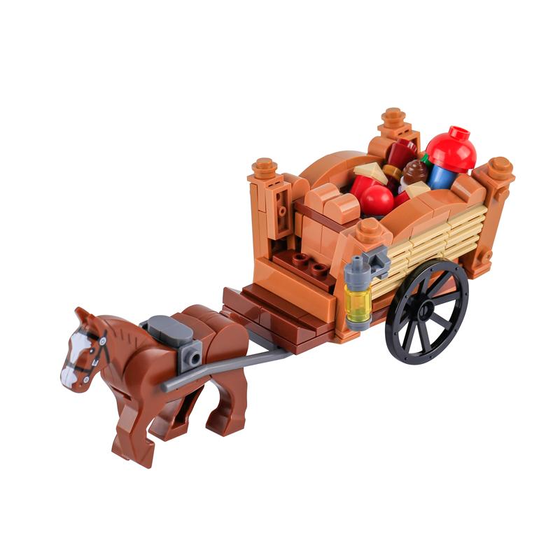 MOC Средневековая Сцена Строительные Блоки Военный Лагерь Viking Warrior Солдаты Палатка Аванпост Пиратский Корабль Конюшня Замковая Стена Кирпичи Игрушка