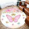 1pc Butterfly Crown Round Chair mat Area Rug - Non-Slip, Floor Mat for Office, Bedroom, and Indoor Decor -1002266