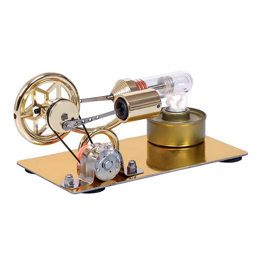 Hot Air Stirling Engine Motor Model Electricity Generator Motor with LED Bulb Six-pointed Star