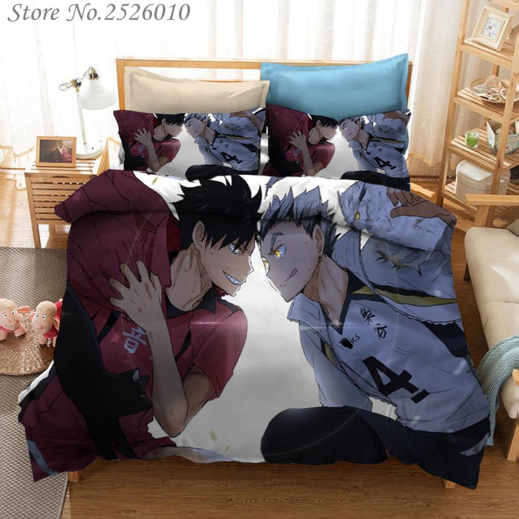 Anime Haikyuu 3D Print Bedding Set Duvet Cover Set Bed Linens Bedclothes Home Textile Twin Full Queen King Size