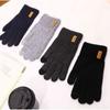 Плюшевые вязаные перчатки в корейском стиле, теплые перчатки для езды на велосипеде и вождения, элегантные митенки с полными пальцами, мужские