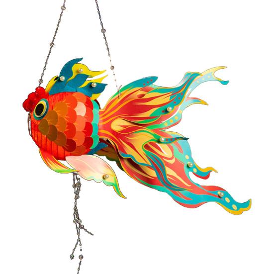 1 комплект бумажный фонарь с золотой рыбкой с полюсом на батарейках DIY ручной работы китайский Новый год Фестиваль середины осени рыбный ночник материал сумка подарок детям