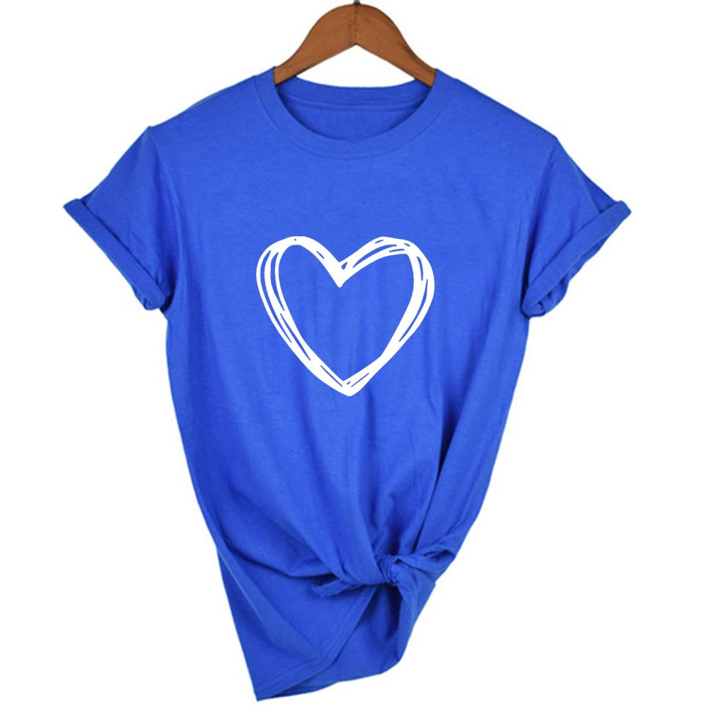 Heart Print Graphic T Shirt Women Short Sleeve Round Neck Harajuku Tshirt Female Aesthetic Tees Tops