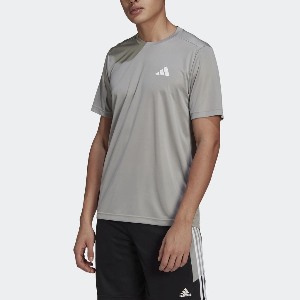 adidas Быстросохнущая футболка с круглым вырезом и коротким рукавом с логотипом, мужские топы серого цвета GM2121