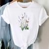 (Asian Size) Tee Top Women Print Lady Letter Plant Trend Cute Sweet 90s Clothing Casual Short Sleeve Fashion Tshirt  Female Graphic T-shirt