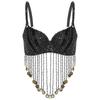 Женский блестящий бюстгальтер на косточках с блестками, бусинами, кисточками и топами для танца живота Rave