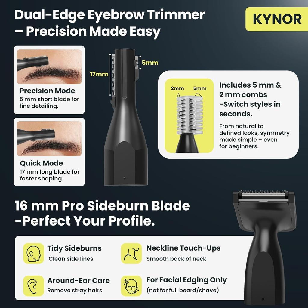 Hair Trimmer for Men & Women – Electric Ear and Nose Hair Trimmer, Eyebrow Trimmer, USB-C Rechargeable Facial Hair