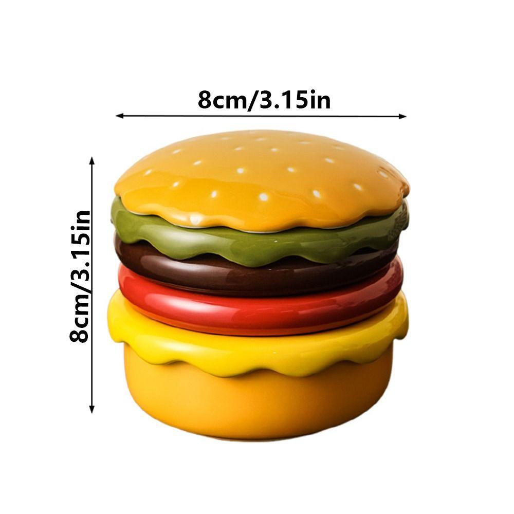 Food-grade Glaze Burger Shape Ceramic Plate Set Stackable 6-Layer 6 in 1 Sauce Bowl Set Space Saving Easy To Clean