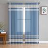 Blue Stripes Texture Tulle Sheer Curtains For Living Room Bedroom Kitchen For Windows Voile Drapes Home Decoration
