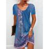Women's Summer Loose Round Neck Ethnic Style Printed Pullover Casual Dresses