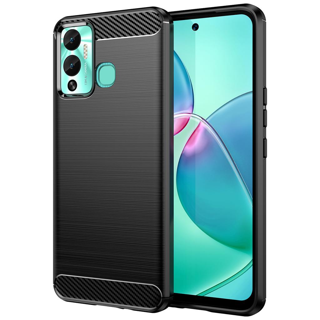 Infinix Hot 12 Play Protective Case - Flexible Black Carbon Silicone by Hurtel