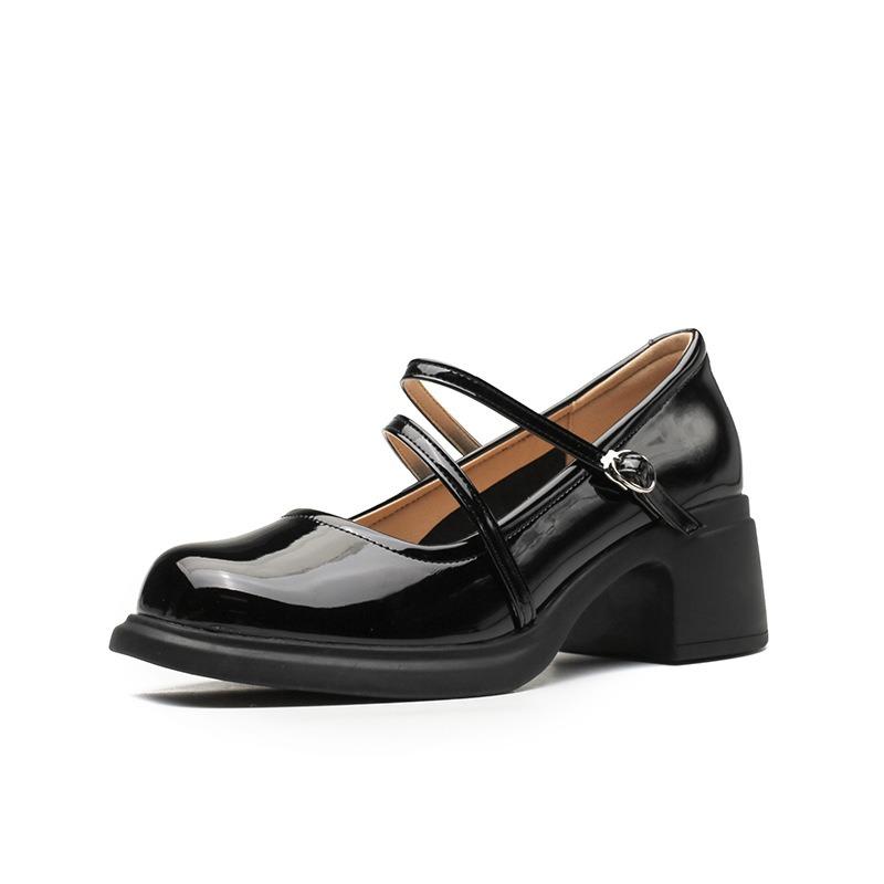 Новые весенне-летние туфли на высоком каблуке женские с мелким вырезом простые ретро классические Мэри Джейн на толстом высоком каблуке женские туфли