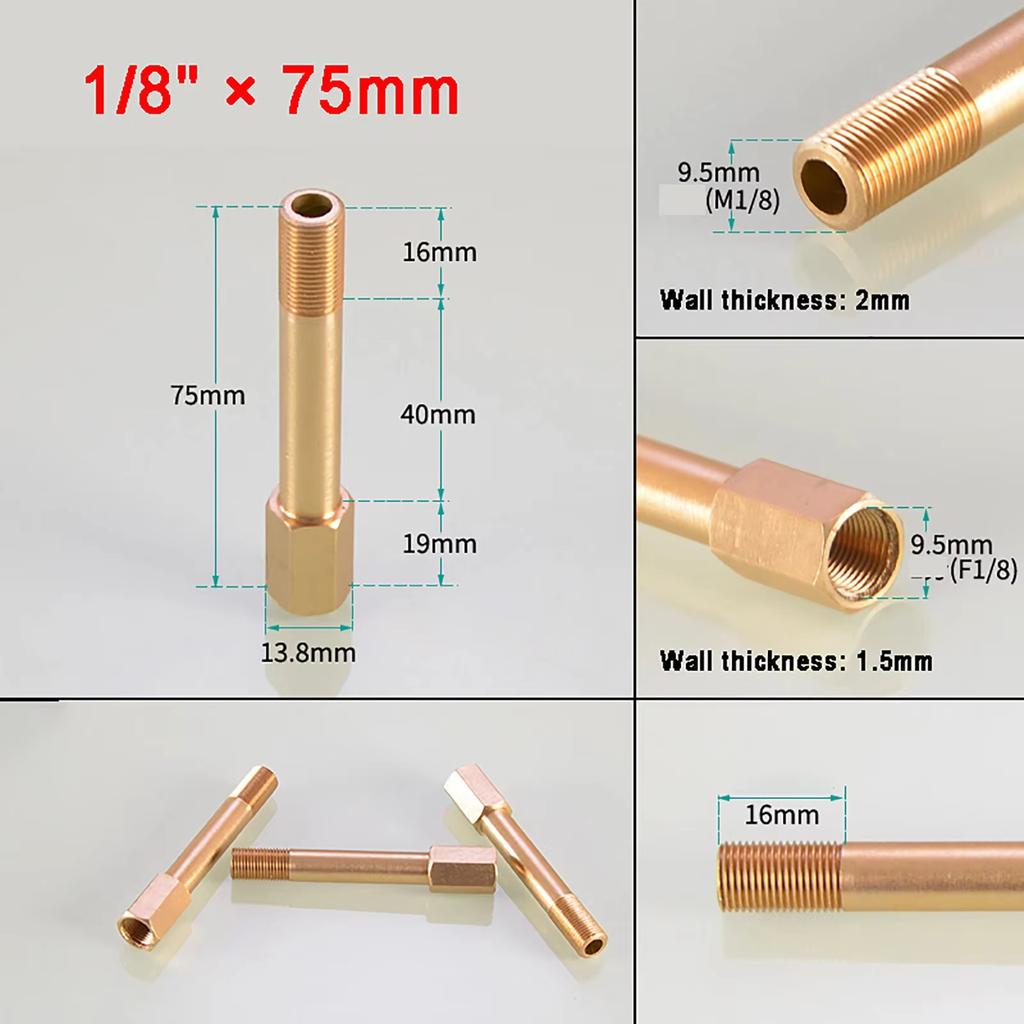 Extension Connectors Pipe Fitting Brass 1/8" 1/4" 3/8" Male To Female BSP Thread For Tub Spout/Shower Length 50/75/100/110-150mm