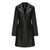 Fall Winter Women Lapel Collar Long Sleeve Slim Fit Zipper Pu Leather Jacket
