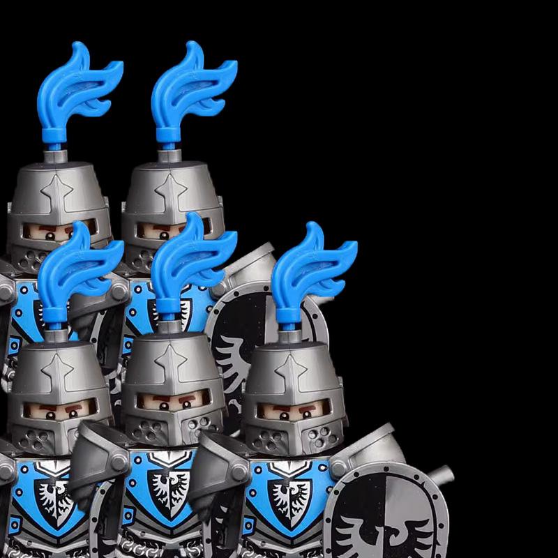 MOC Средневековый Рыцарский Замок Фигурки Конструктор Оружие Волк Мечники Стражник Лук Стрела Щит Флаги Боевой конь Игрушки Подарки S002
